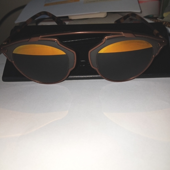 DIOR SUNGLASSES WOMENS ROUND SHINY BLACK HAVANA DIORSOREAL - Picture 3 of 14